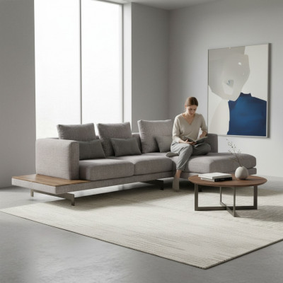 Woonkamer set Hoekbank L-vorm Grijs Bank Bank Designer Meubels