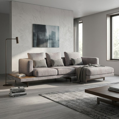 Woonkamer set Hoekbank L-vorm Grijs Bank Bank Designer Meubels