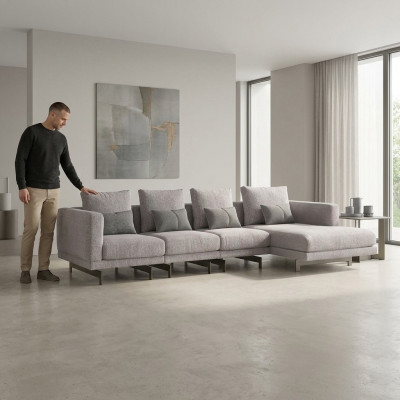 Hoekbank L-vorm Relax woonkamer Grijs Hoekbank Zitbank Meubels