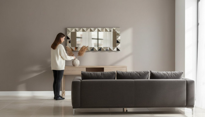Luxe Spiegel Grijs Modern Ontwerp Wandspiegel Meubels Woonkamer Nieuwe Inrichting