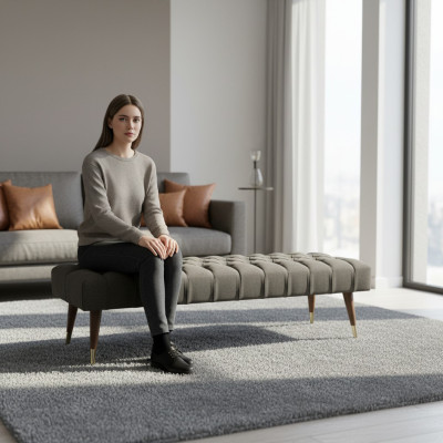 Zitmeubels Grijs Zitbank Inrichting Slaapkamer Gestoffeerde Bank Nieuw Meubilair