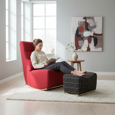 Woonkamerset 2-delige fauteuil met voetenbank zitmeubelen moderne inrichting