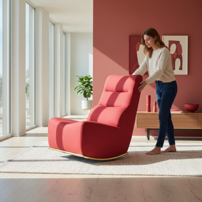 Luxe rode fauteuil woonkamer gestoffeerde zitting moderne zitmeubelen ontwerper
