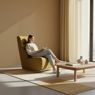 Woonkamer Geel Fauteuil Zitmeubelen Nieuwe Inrichting Designer Stoel Textiel