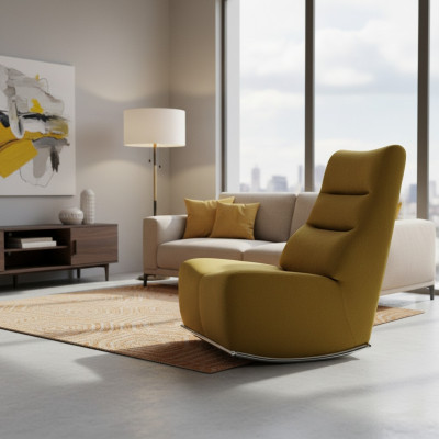 Woonkamer Geel Fauteuil Zitmeubelen Nieuwe Inrichting Designer Stoel Textiel