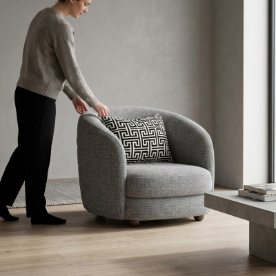 Grijs fauteuil ontworpen zitmeubelen gestoffeerde meubels woonkamer Nieuw Zitmeubilair.