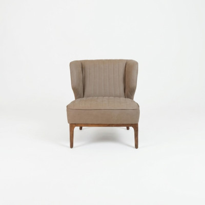 Grijze fauteuil ontwerper zitbank moderne woonkamer bekleding nieuw