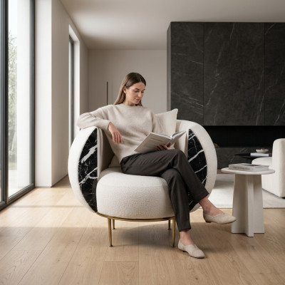 Ontwerp woonkamer fauteuil luxe bank nieuw gestoffeerd modern textiel nieuw meubilair