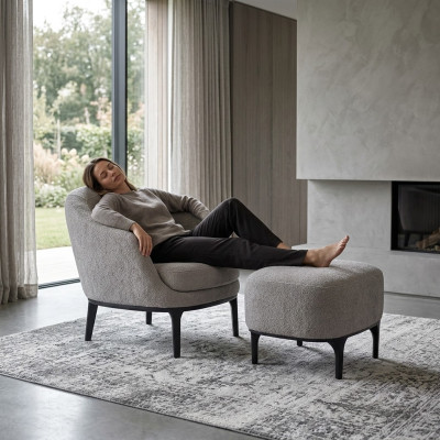 Woonkamerset 2-delig Fauteuil met voetenbank Ontwerper Modern Gestoffeerd meubilair -> Woonkamerset 2-delig Fauteuil met voetenbank Ontwerper Modern Gestoffeerd meubilair