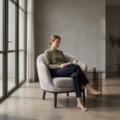 Ontwerper Luxe Grijze Fauteuil Bekleding Bank Zit Moderne Stoffen Meubels
