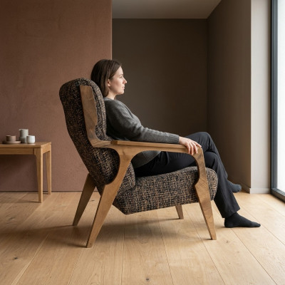 Luxe fauteuil zits woonkamer zit stof polyester stijl modern design nieuw