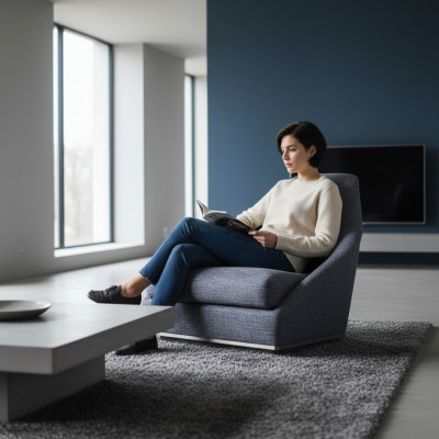Modern Design Fauteuil Grijs Gestoffeerde Fauteuil Luxe Woonkamer Zit Textiel Nieuw