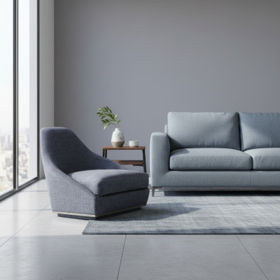 Modern Design Fauteuil Grijs Gestoffeerde Fauteuil Luxe Woonkamer Zit Textiel Nieuw