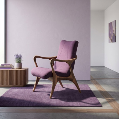 Ontwerp zitmeubels Paarse fauteuil Bank Zitkamer Hout Modern Gestoffeerd Textiel