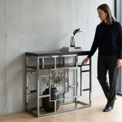Console tafel houten tafel roestvrij stalen console luxe woonkamer design