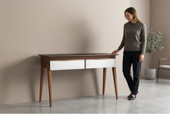 Woonkamer Bruin Console Tafel Modern Hout Tafel Console Luxe Ontwerp