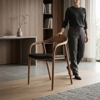 Designerstoel Hout Luxe Fauteuil Gestoffeerde Stoelen Eetkamer Leder