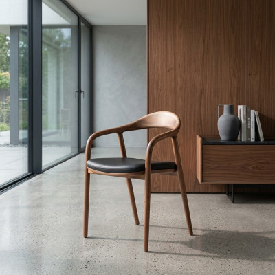 Designerstoel Hout Luxe Fauteuil Gestoffeerde Stoelen Eetkamer Leder