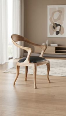 Moderne houten eetkamerstoel, design fauteuil, luxe stoelen