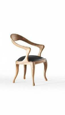 Moderne houten eetkamerstoel, design fauteuil, luxe stoelen