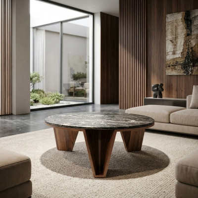 Luxe houten design salontafel woonkamer koffietafel modern interieur