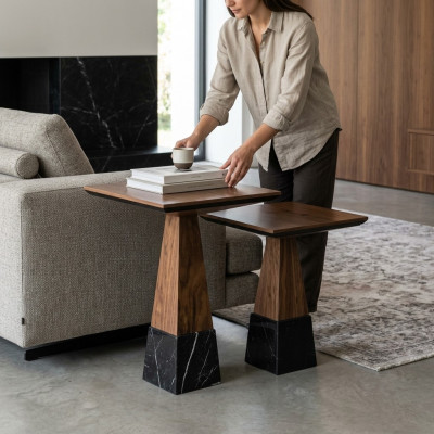 2x Bijzettafel Hout Salontafel Woonkamer Luxe Design Meubels Inrichting
