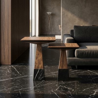 2x Bijzettafel Hout Salontafel Woonkamer Luxe Design Meubels Inrichting