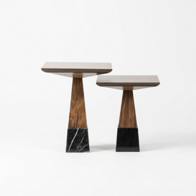 2x Bijzettafel Hout Salontafel Woonkamer Luxe Design Meubels Inrichting