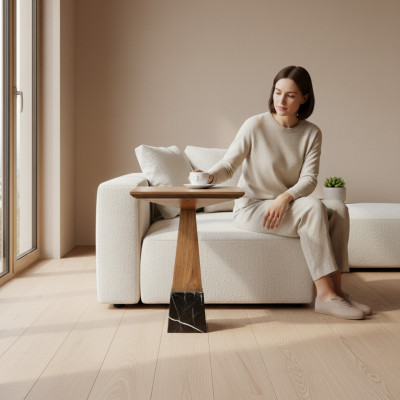 Nieuwe houten bijzettafel modern design inrichting tafel woonkamer salontafel