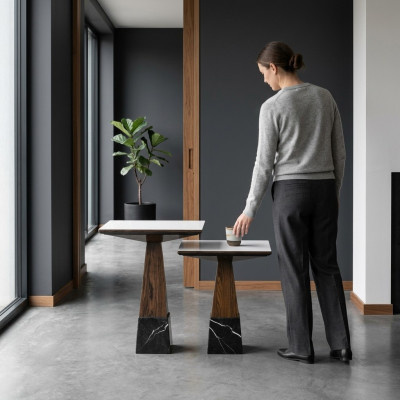Woonkamertafels set 2x Bijzettafel Ontwerp Salontafel Hout Inrichting  Woonkamertafel set 2x Bijzettafel Ontwerp Salontafel Hout Inrichting