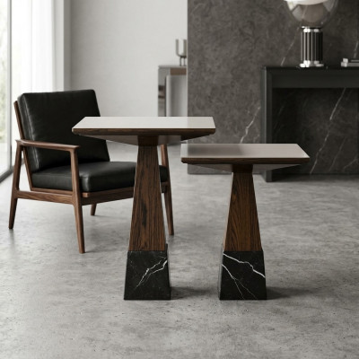 Woonkamertafels set 2x Bijzettafel Ontwerp Salontafel Hout Inrichting  Woonkamertafel set 2x Bijzettafel Ontwerp Salontafel Hout Inrichting