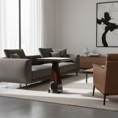 Houten bruine bijzettafel luxe nieuwe meubels woonkamer design tafel.
