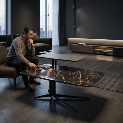 Zwarte meubels woonkamer compleet salontafel met bijzettafel luxe