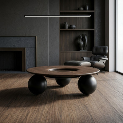 Luxueuze bruine ronde salontafel woonkamer designmeubels moderne inrichting