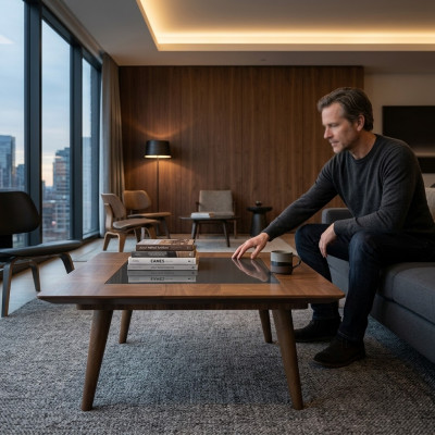 Moderne meubelen woonkamer salontafel ontwerp inrichting koffietafel