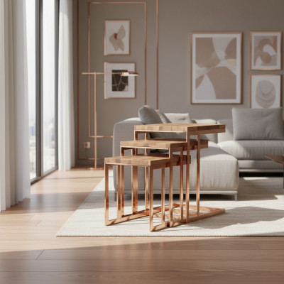 Moderne complete 3-delige bijzettafel inrichting woonkamer design meubelstukken