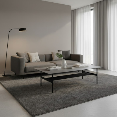 Zwarte salontafel woonkamerinrichting design koffietafel nieuw meubilair