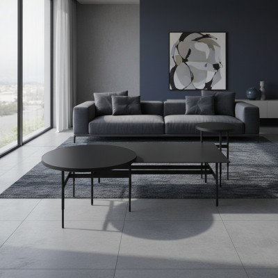 Luxe salontafel designer meubelset 3-delig 2x bijzettafel woonkamer compleet