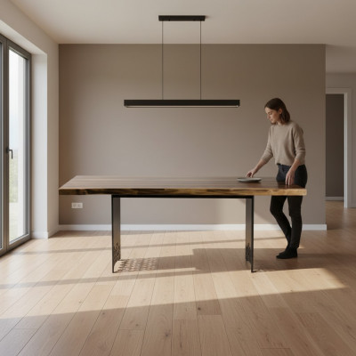 Luxe tafel Bruin Roestvrij Staal Design Eettafels Hout Moderne Eettafel Nieuw