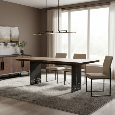 Luxe tafel Bruin Roestvrij Staal Design Eettafels Hout Moderne Eettafel Nieuw