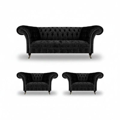 Woonkamer Bankstel Chesterfield Inrichting Luxe Compleet 2x Fauteuil