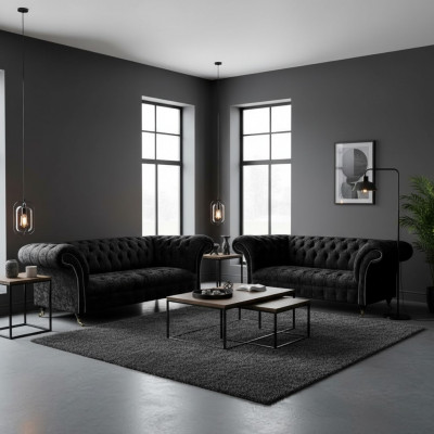 Nieuwe complete bank met drie zitplaatsen Chesterfield tweezits bankstellen woonkamer