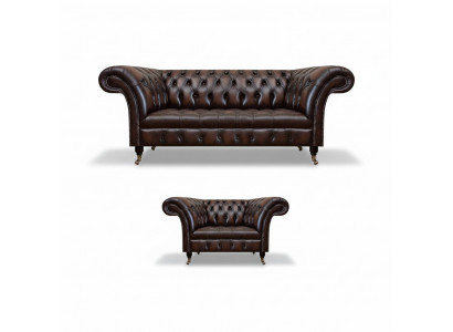Woonkamerset 2-dlg Driezitsbank Bank Chesterfield Stoel Nieuwe Zitmeubelen  Woonkamerset 2-delig Driezitsbank Bank Chesterfield Stoel Nieuwe Zitmeubelen