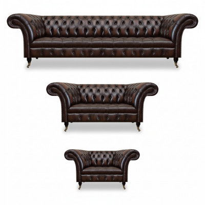 Chesterfield Leder Bruin Woonkamer Meubels Sofa Set Luxe Inrichting.