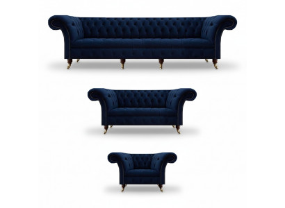Ontwerpmeubels Compleet 3-delige woonkamersofa's bank Chesterfield 4+2+1 Textiel