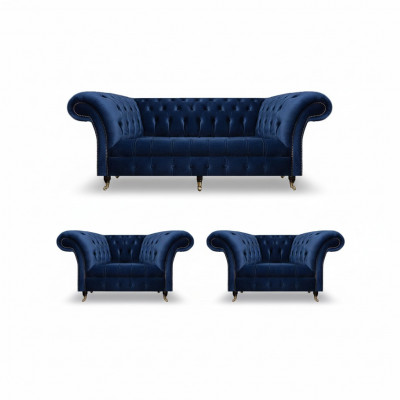 Chesterfield luxe inrichting 2x fauteuil driezitsbank bank woonkamer 3+1+1