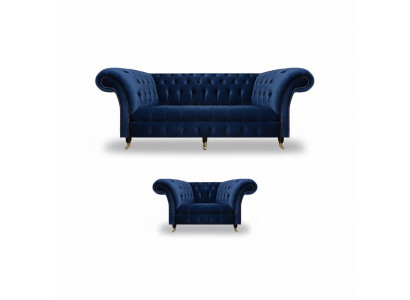 Compleet set bankstel driezits luxe fauteuil inrichting woonkamer Chesterfield