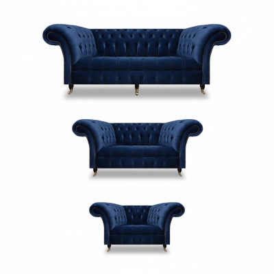 Woonkamer 3-delige luxe complete banken Chesterfield textiel inrichting fauteuil