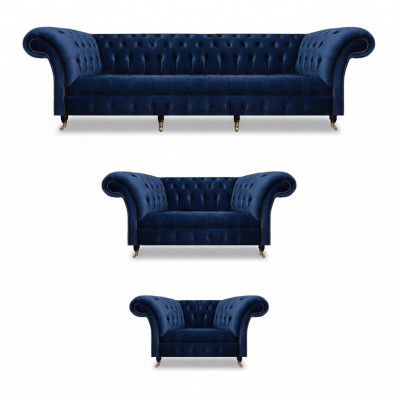 Woonkamerset 3-delig Chesterfield Blauw Textiel Luxe Bankstellen Design Inrichting --> Woonkamerset 3-delig Chesterfield Blauw Textiel Luxe Bankstellen Ontwerp Inrichting