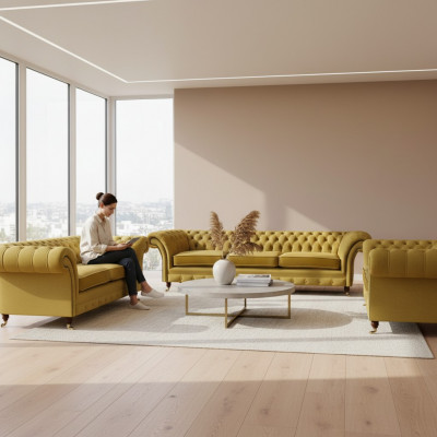 Chesterfield bankstel set luxe complete woonkamer meubilair inrichting
